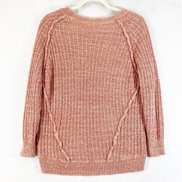Free People Sweater XS Pink Chunky Marled Knit Long Sleeve Pullover Star Dune - Picture 2 of 11